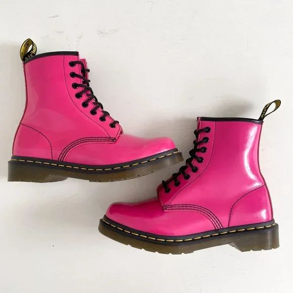 Dr. Martens Hot Pink 1460 Patent Leather Lace Up Combat Ankle Boot Womens Size 7 - Picture 7 of 12